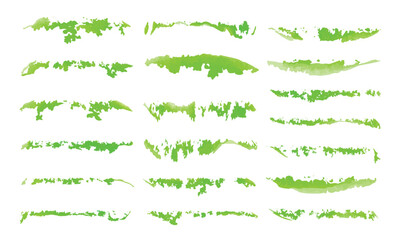 Vibrant Green Watercolor Brush Strokes Collection — Hand-Painted Abstract Lines and Artistic Paint Textures