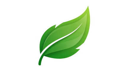 Stylized green leaf symbol for nature, ecology, and organic designs isolated on transparent background