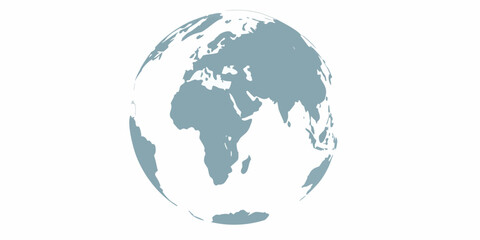 Stylized earth globe with continents of europe africa and asia visible on a white background