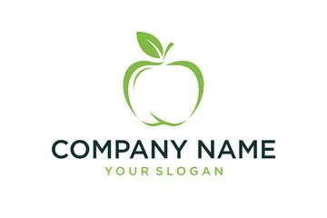 Abstract Green Apple Logo Design Template with Company Name and Slogan