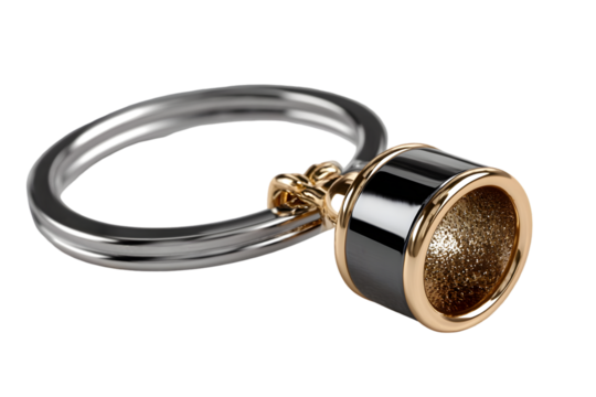 Elegant key ring with gold and silver accents, perfect for luxury branding and design projects