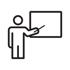Teacher Explaining Outline Illustration Icon Vector for Education and Classroom Design