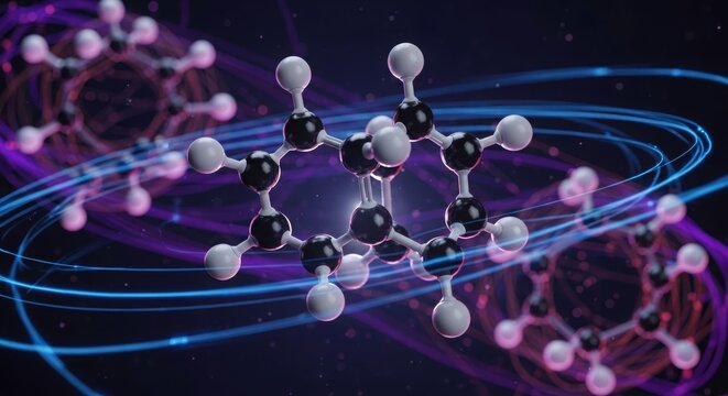 Molecular Realm: A visually captivating illustration of molecular structures, showcasing intricate connections and vibrant colors, representing the unseen world of scientific discovery. - Powered by Adobe