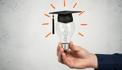 Brilliant concept for education with lightbulb and graduation cap, symbolizing innovation and academic success, perfect for learning and bright ideas