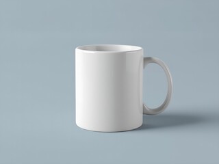 Elegant white mug mockup ready for your branding on soft blue backdrop