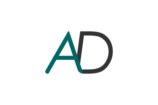 AD / DA Letter Monogram Vector Logo: Minimalist Teal & Black Geometric Icon Design