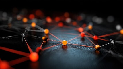 Abstract digital illustration of connected nodes and network lines in vibrant colors representing technology and communication systems