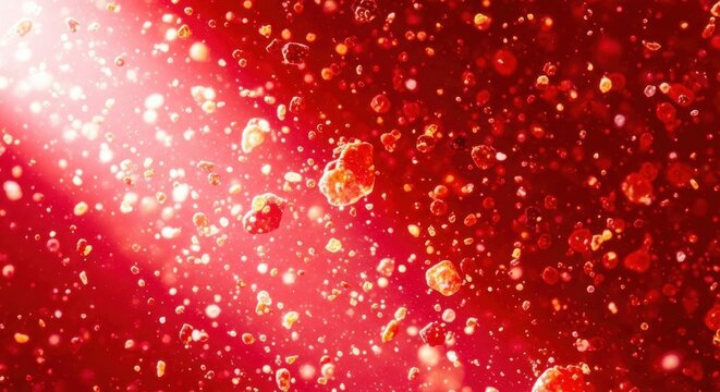 Abstract Red Blood Cells Under Microscope with Bright Light Flare - Powered by Adobe