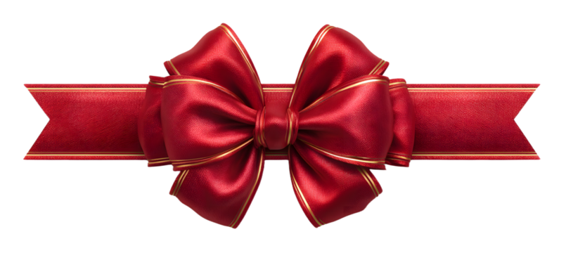 Realistic red bow and ribbon isolated on transparent background. Template for brochure or greeting card. Vector illustration. - Powered by Adobe