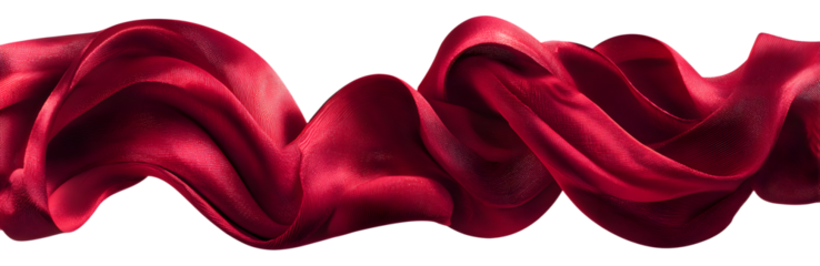 Wavy red ribbon isolated on white background.