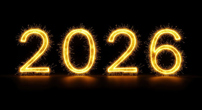 Illuminating 2026: The New Year's date glows brightly against a dark background, symbolizing the dawn of fresh opportunities and the promise of a year filled with possibilities. 