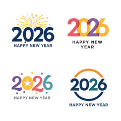 &ldquo;2026 New Year colorful vector logo set | Happy New Year typography design