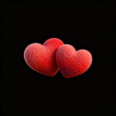 Two red heart shapes on black background