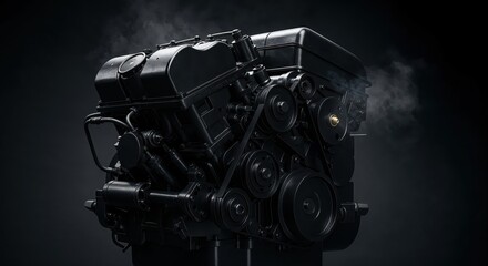 Power and Precision: An intricate display of a powerful engine, radiating raw energy and mechanical complexity, capturing the essence of automotive design and engineering.