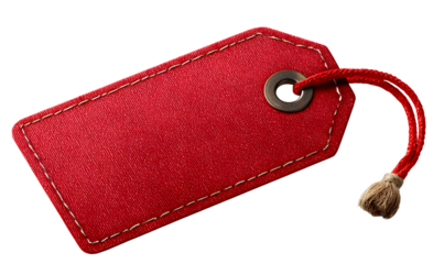 Red tag on white background