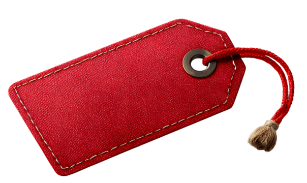 Red tag on white background