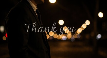 Thank You: An appreciation of gratitude in urban environment at night.