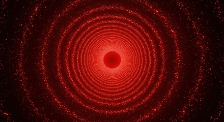 Fototapeta premium Radiant Red Nebula: An abstract scene of concentric circles emanating from a central red sphere. Illustrating the boundless of the universe. 