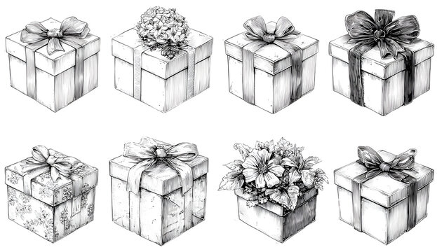 gift box line art style vector eps 10 - Powered by Adobe