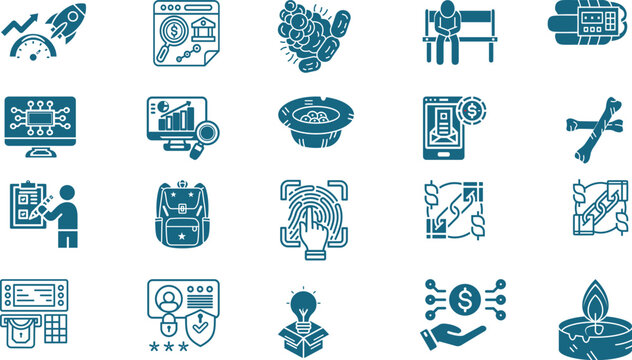 Versatile icon set for digital design and applications
