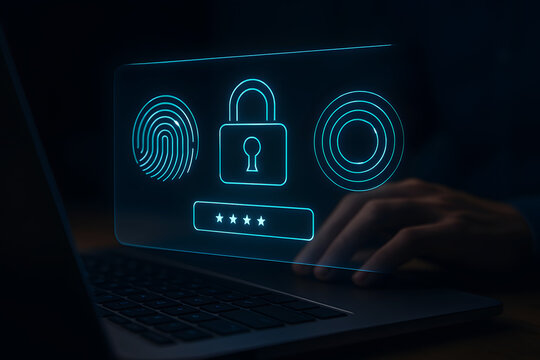 Laptop with digital security interface and fingerprint scan