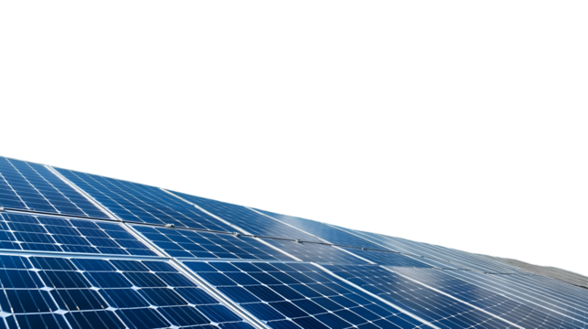 Solar panel array on transparent background, capturing clean energy from the sun for sustainable power generation - Powered by Adobe