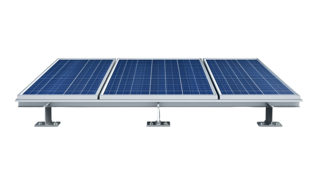 Solar panel array on transparent background, harnessing sunlight to generate renewable energy for a sustainable future