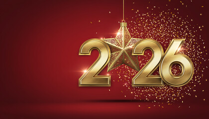 Golden 226 anniversary celebration with star and falling confetti