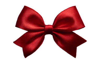 White paper card with gift red satin bow.
