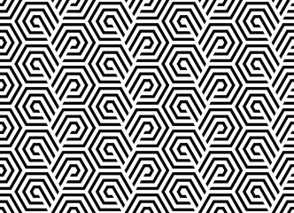 Abstract geometric pattern with stripes, lines. Seamless vector background. White and black ornament. Simple lattice graphic design.