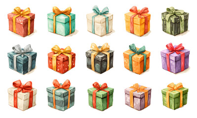 Gift box vector cartoon set icon. Illustration of isolated cartoon icon gift box with ribbon. Vector illustration set christmas present.
