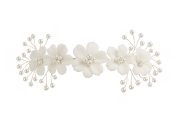 White floral and pearl hair accessory for bridal wedding