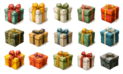 Gift box vector cartoon set icon. Illustration of isolated cartoon icon gift box with ribbon. Vector illustration set christmas present.