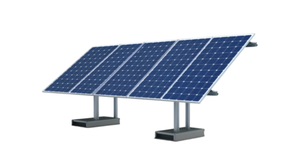 Solar panel array on transparent background, harnessing the suns energy for clean and sustainable power generation