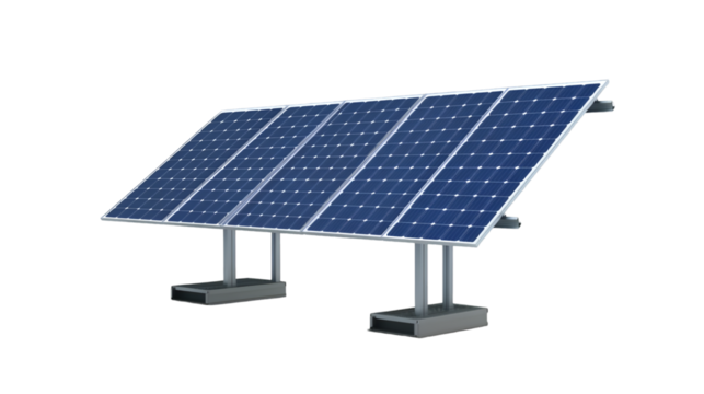 Solar panel array on transparent background, harnessing the suns energy for clean and sustainable power generation