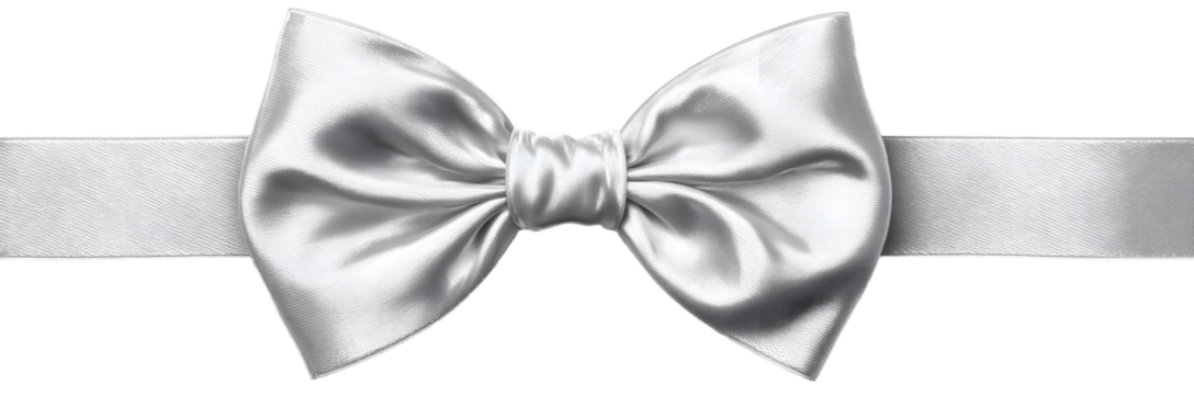 White Ribbon Bow Realistic shiny satin with shadow long horizontal ribbon for decorate your wedding invitation card ,greeting card or gift boxes vector EPS10 isolated on White background.