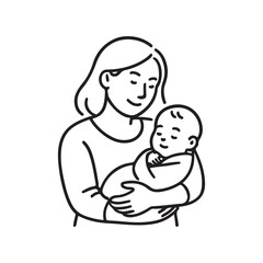 Tender moment of mother holding her newborn baby, a heartwarming illustration of maternal love and family bonding, perfect for baby product ads