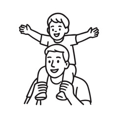Father and son bonding with a piggyback ride, celebrating family love and creating happy memories together, a timeless moment of joy and connection