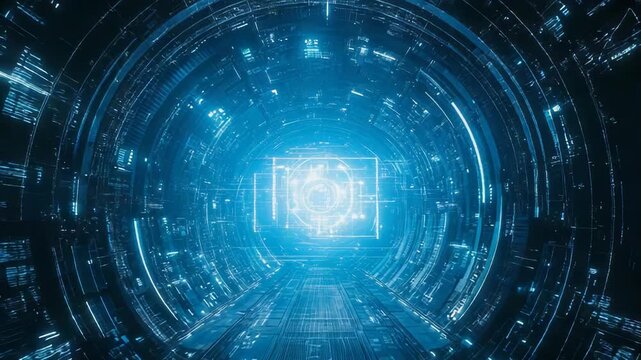 Digital data tunnel processing information in cyberspace - Powered by Adobe