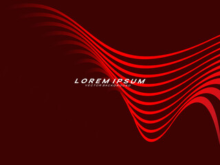 Abstract vector with a composition of gradient red curved lines on a dark red background. Modern elegant and futuristic dynamic pattern design, suitable for posters, covers, banners, etc.