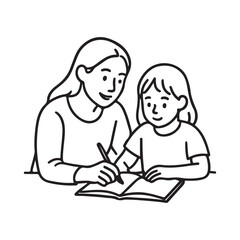 Cute mother helping daughter with homework, creating a loving learning environment, perfect for educational materials and family content