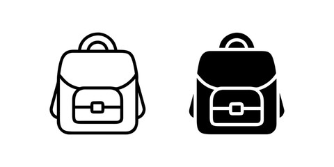 School Bag outline and pictogram Icon for Education, Students, Learning, and Backpack Design