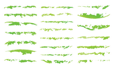 Vibrant Green Watercolor Brush Strokes Collection — Hand-Painted Abstract Lines and Artistic Paint Textures