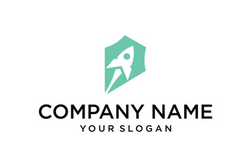 Rocket Launch Logo Design in Geometric Shield for Business Growth