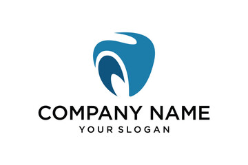 Abstract Blue Stylized Tooth or Shield Logo Design Template for Dental, Medical, or Technology Company Branding