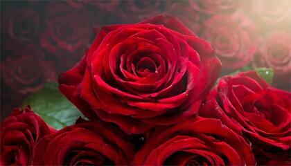 Single Red Rose with Scattered Rose Petals on a White Background