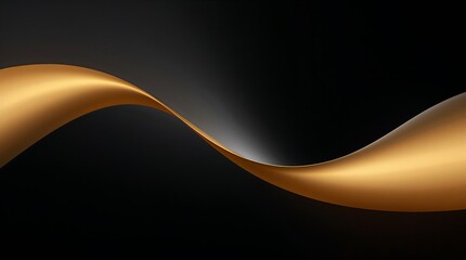 Elegant golden ribbon flowing on a dark background, abstract luxury