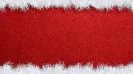Joyful red felt background with fluffy white trim, perfect for Christmas cards or festive holiday promotions, creating a cozy & warm seasonal feel
