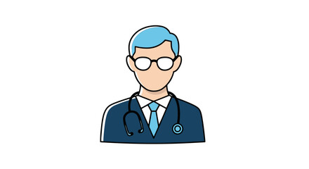 Male Doctor Avatar Icon with Glasses