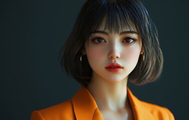 A confident businesswoman smiling in a modern office, symbolizing leadership, professionalism, and success in the workplace, Professional Confidence and Leadership.